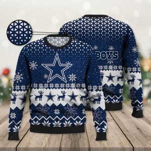 Dallas Cowboys Ugly Sweater – Vintage Snowflakes Ugly Christmas Sweater