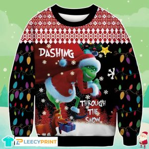 Dashing Though The Snow Grinch Ugly Sweater