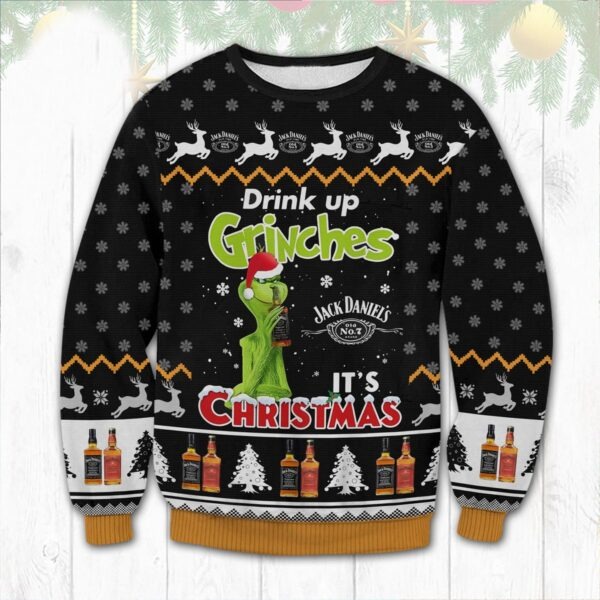 Drink Up Grinches Funny Grinch Ugly Christmas Sweater