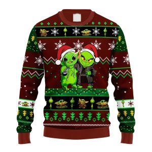 Funny Baby Yoda And Grinch Ugly Christmas Sweater
