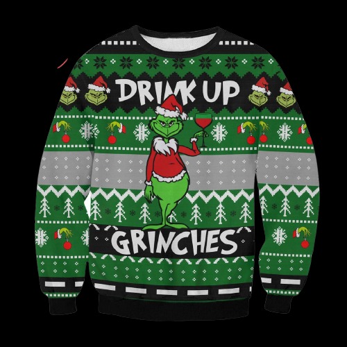 Funny Drink Up Grinch Ugly Christmas Sweater