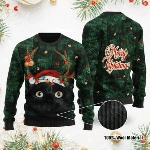 Gifury Cat Christmas Sweater Merry Christmas Black Cat
