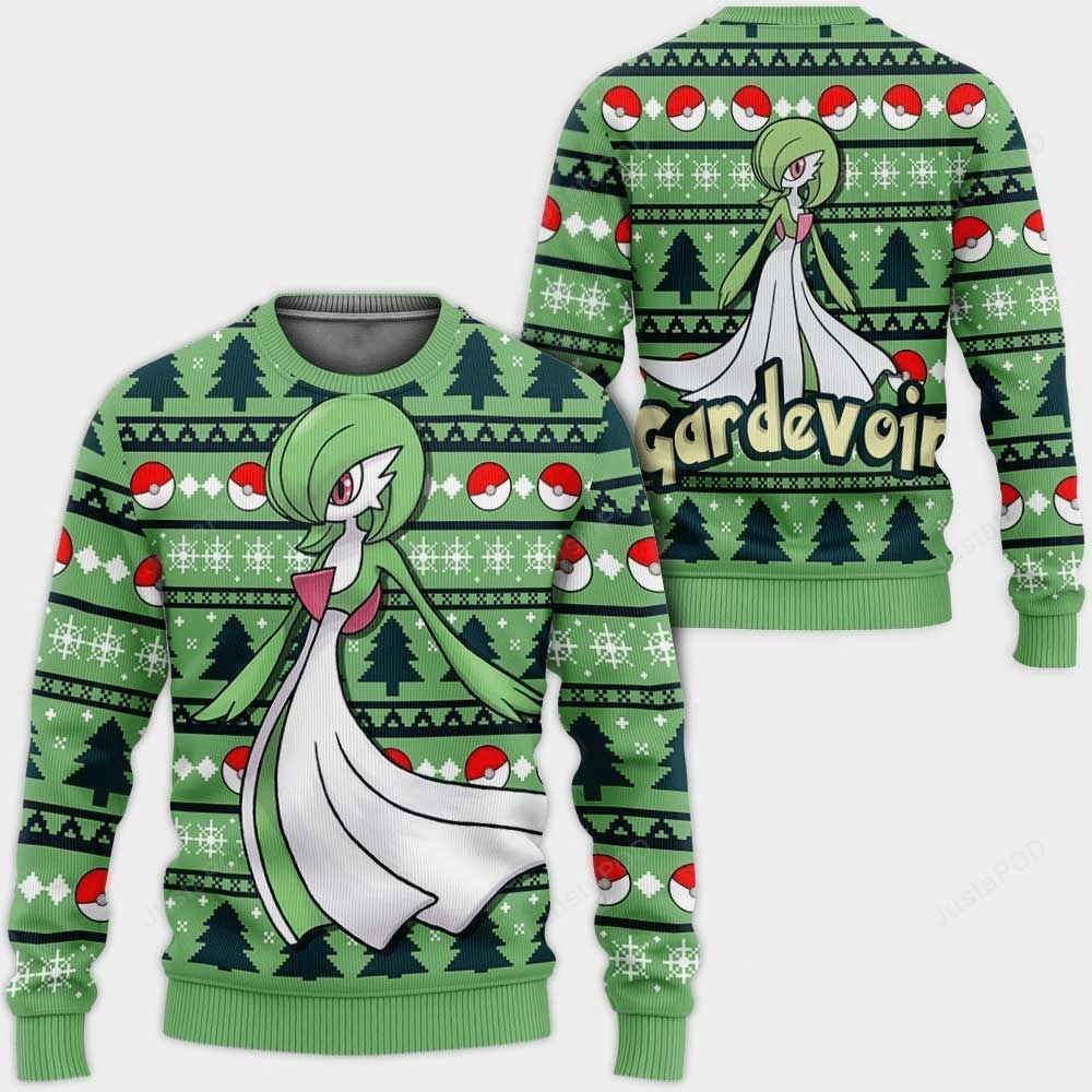 Green Xmas Tree Gardevoir Pokemon Christmas Sweater