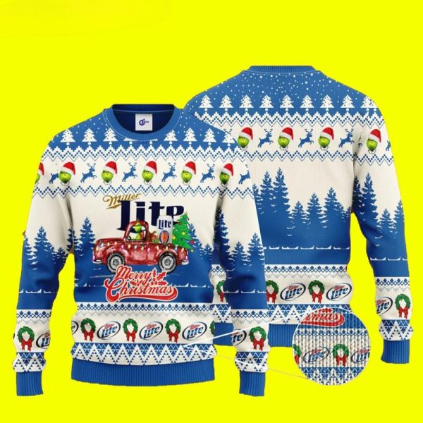 Grinch Ugly Christmas Sweater Miller Lite Grinch Merry Christmas