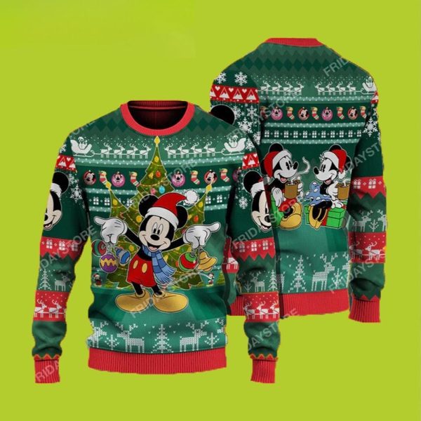 Happy Mouse With Xmas Tree Disney Ugly Christmas Sweater