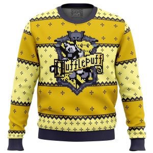 Harry Potter Ugly Christmas Sweater Hufflepuff Yellow Logo