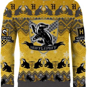 Hufflepuff Night Yellow Harry Potter Christmas Sweater