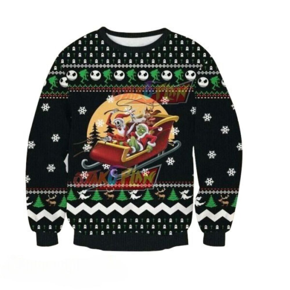 Jack And Grinch Knitting Christmas Sweater - Grinch Ugly Sweater