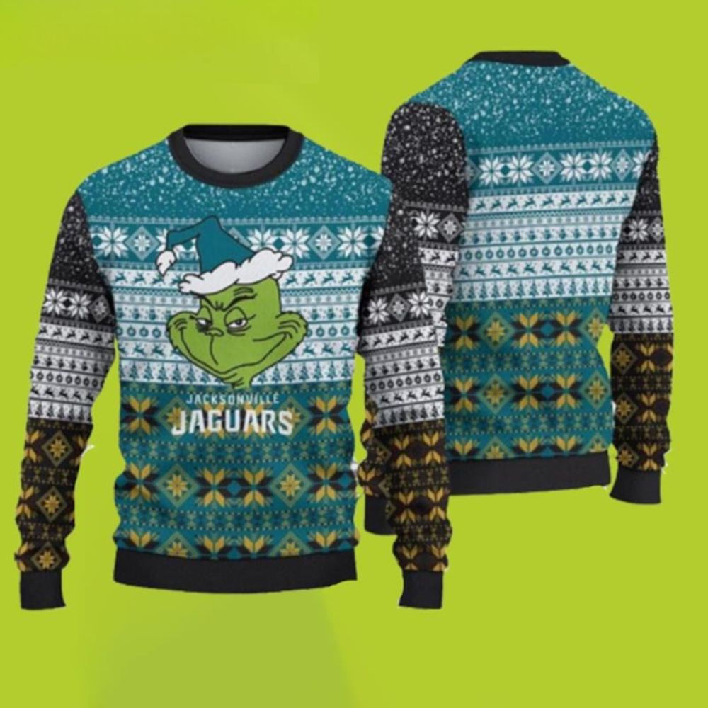 Jacksonville Jaguars Grinch Ugly Christmas Sweater