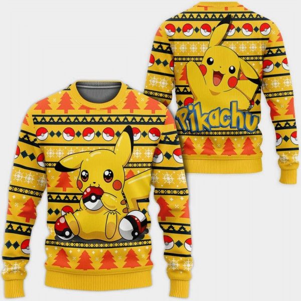 Lovely Pikachu And Ball Pokemon Christmas Sweater