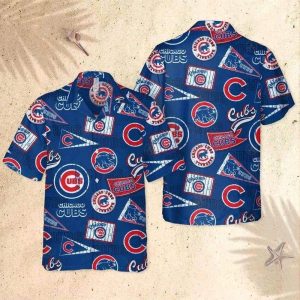 MLB Chicago Cubs Hawaiian Shirt Multiple Logos – Cubs Hawaiian Shirt