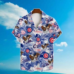 MLB Chicago Cubs Mascot And Hibiscus Pattern Hawaiian Shirt – Cubs Hawaiian Shirt