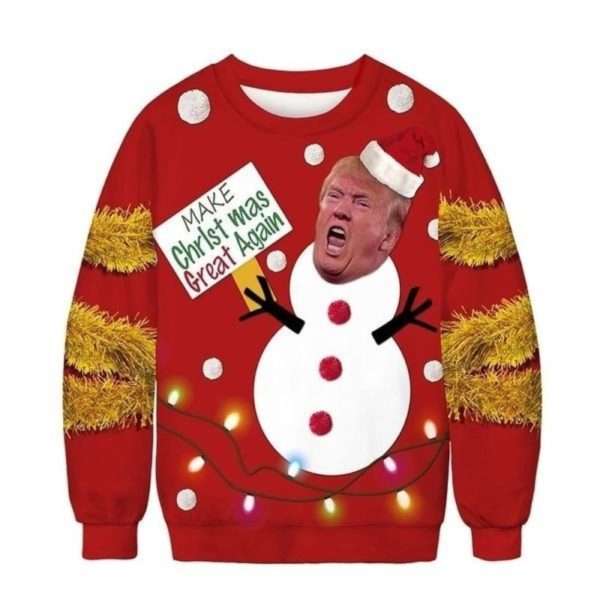 Make Christmas Great Snowman Funny Trump Ugly Sweater
