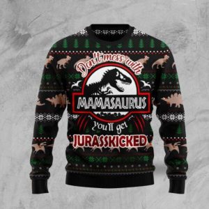 Mamasaurus Funny Gift Dinosaur Christmas Sweater