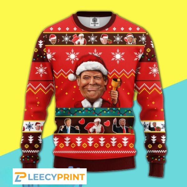 Merry Christmas Knitting Pattern Santa Trump Ugly Sweater