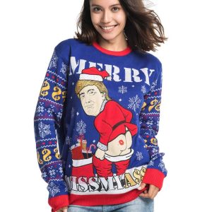 Merry Kissmyass Cheeky Trump Ugly Christmas Sweater 2