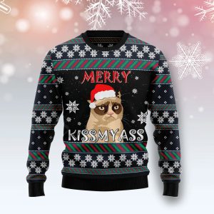 Merry Kissmyass Grumpy Cat Christmas Sweater