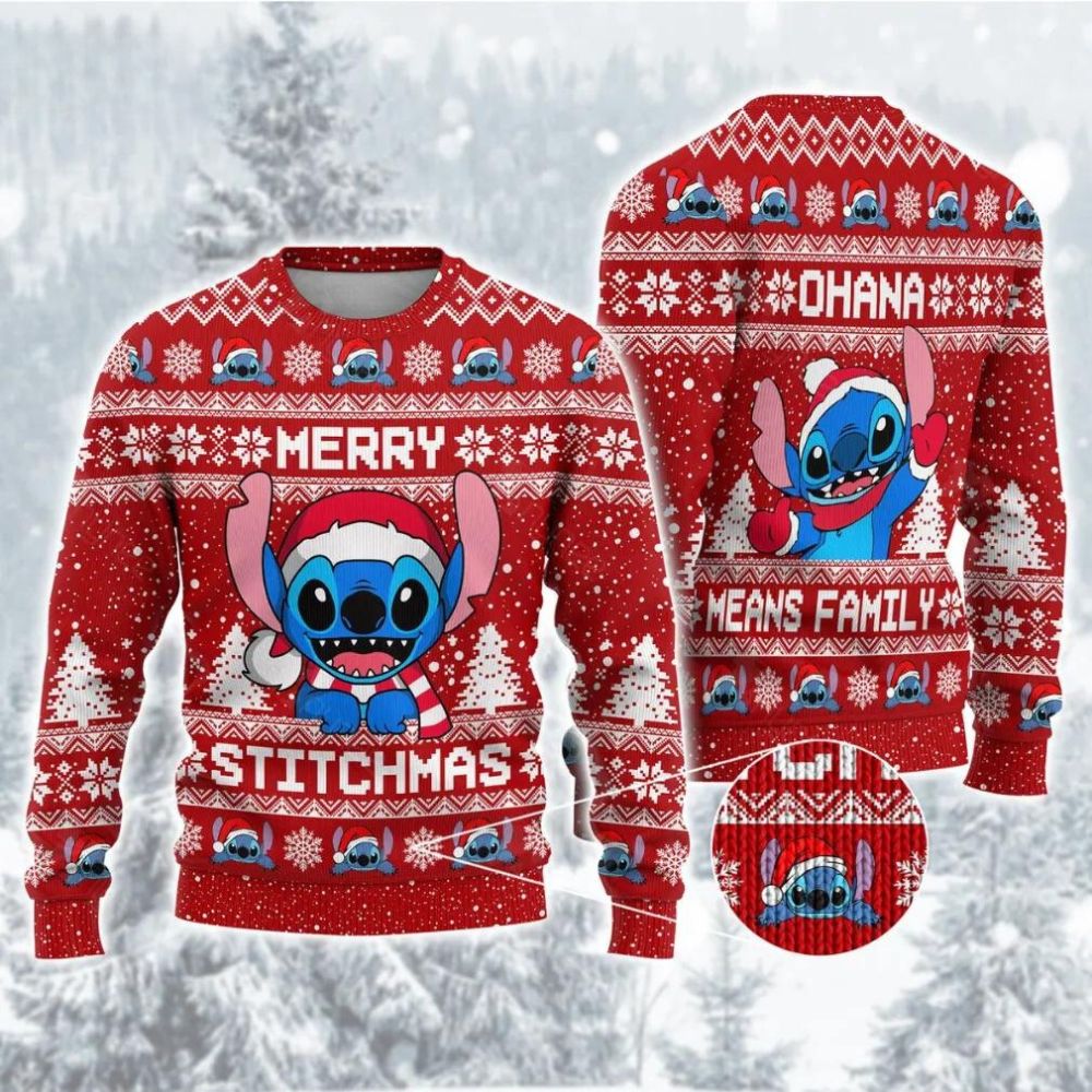 Merry Stichmas Ohana Means Family Disney Ugly Christmas Sweater