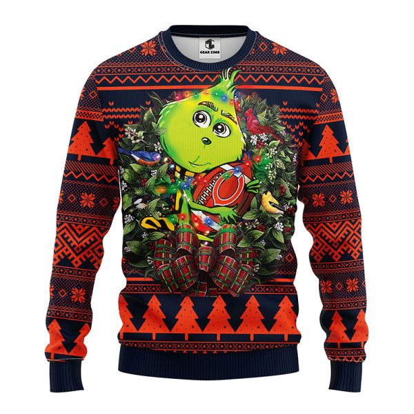 NFL Chicago Bears Cute Grinch Hug Christmas Ugly Sweater – Chicago Bears Ugly Sweater