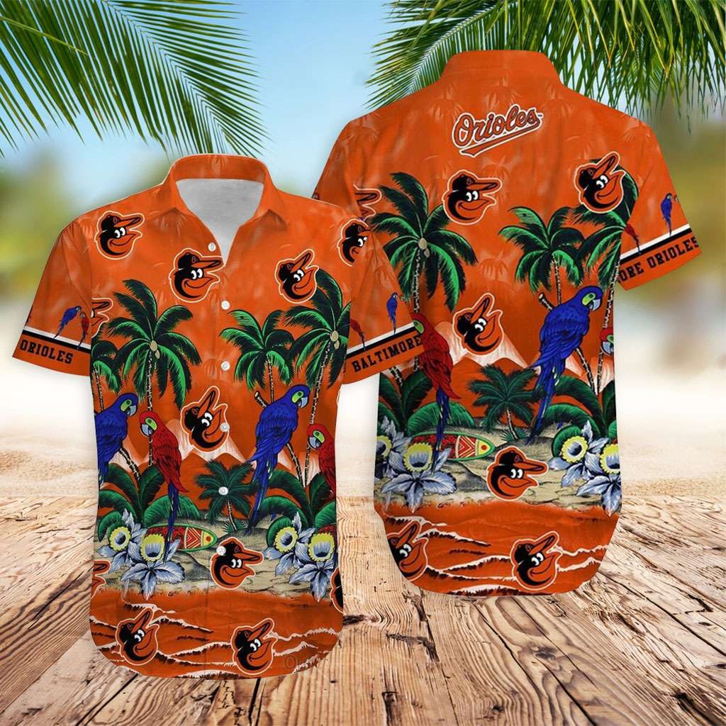 Orioles Tropical Sea And Parrots Hawaiian Shirt - Orioles Hawaiian Shirt