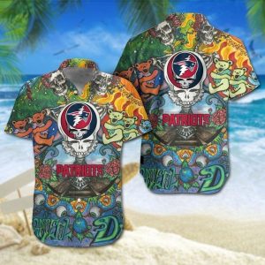 Patriots Hawaiian Shirt Grateful Dead NFL Gift For Fan