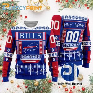 Personalized Buffalo Bills Custom Name And Number Ugly Christmas Sweater – Buffalo Bills Gift
