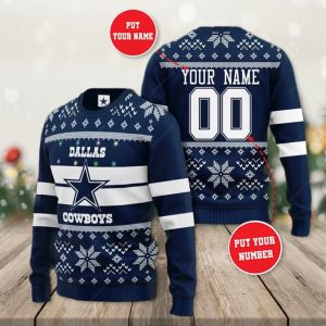 Personalized Dallas Cowboys Christmas Light Ugly Sweater – Cowboys Ugly Sweater