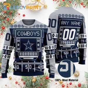 Personalized Dallas Cowboys NFL Football Station Ugly Christmas Sweater – Cowboys Ugly Christmas Sweater