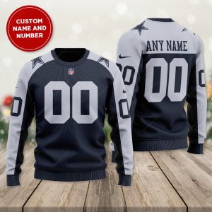 Personalized Dallas Cowboys Ugly Sweater – Navy Branded Cowboys Personalized Christmas Sweater