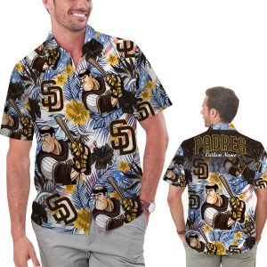 Personalized Funny San Diego Padres Tropical Floral America Flag – Padres Hawaiian Shirt
