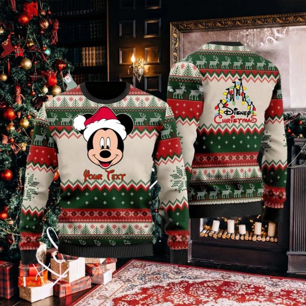 Personalized Mickey Santa Cartoon Disney Ugly Christmas Sweater