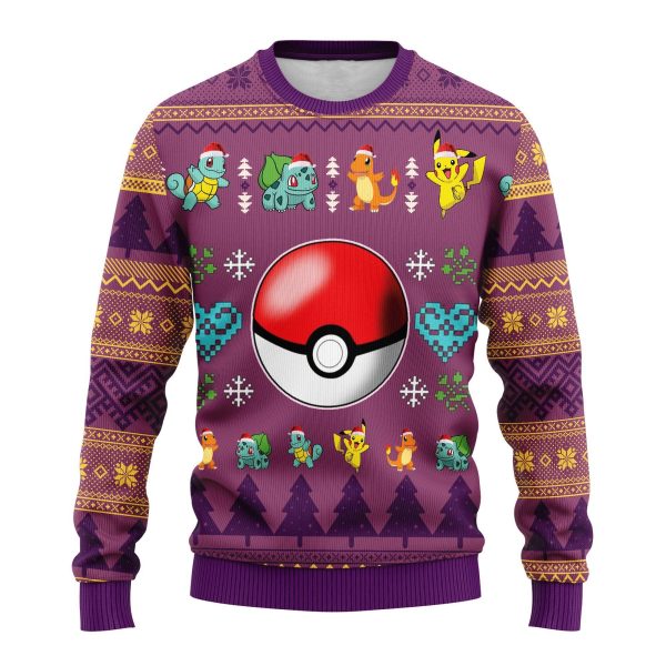 Pokemon Anime Ball Ugly Sweater – Pokemon Christmas Sweater
