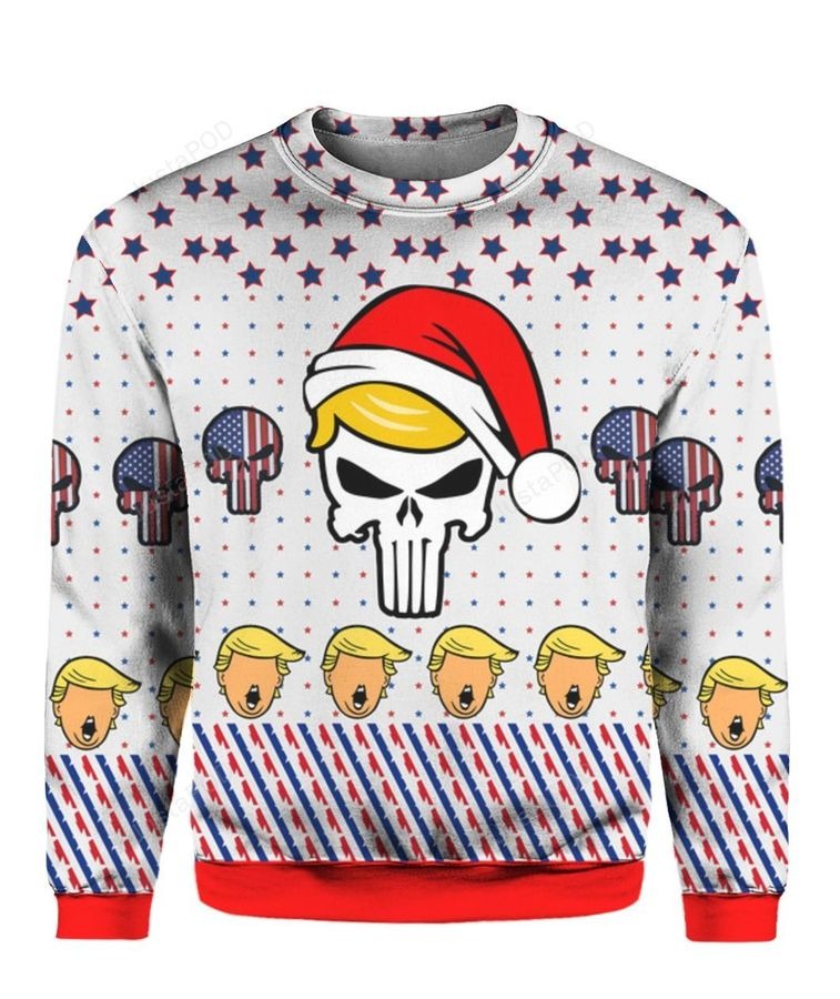 Punisher Skull 3D Print Trump Ugly Sweater