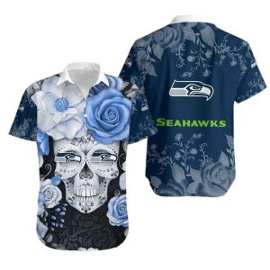 Seahawks Hawaiian Shirt Skull Gift For Fan