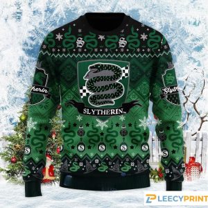 Slytherin Round The Christmas Tree Sweater – Harry Potter Ugly Christmas Sweater