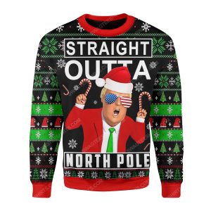 Straight Outta North Pole Trump Ugly Sweater 1