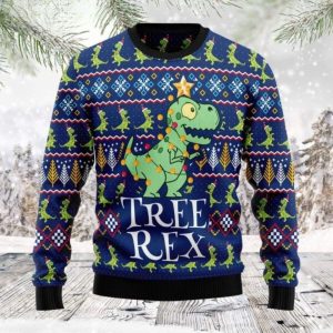 T-Rex Lover Tree Rex Funny Dinosaur Christmas Sweater