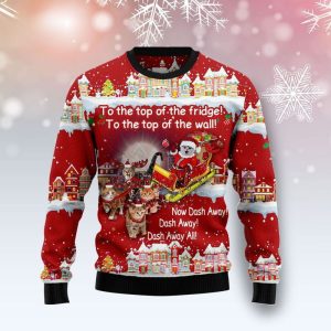 To The Top Of The Wall Cat Ugly Christmas Sweater