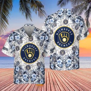 Tropical Flowers With Milwaukee Brewers Hawaiian Shirt For Fans – Brewers Hawaiian Shirt