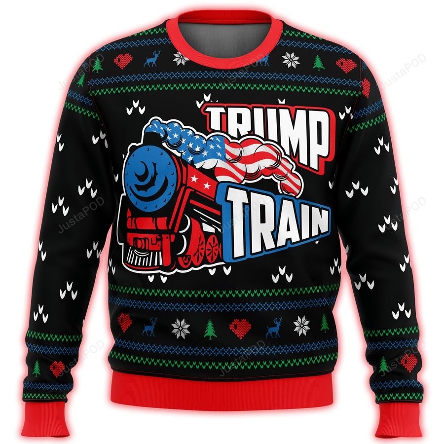 Trump Train Premium Christmas Sweater - Trump Ugly Sweater