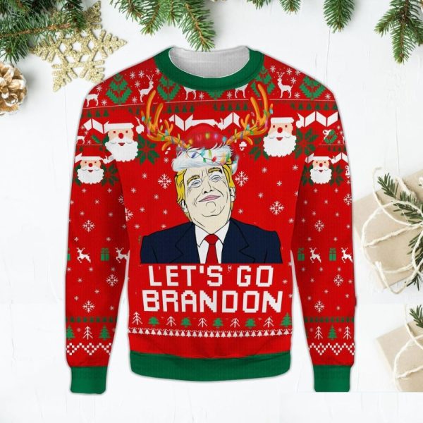 Trump Ugly Sweater Let’s Go Brandon Funny Santa