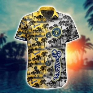 Vintage MLB Milwaukee Brewers Hawaiian Shirt Palm Trees Patternt – Brewers Hawaiian Shirt
