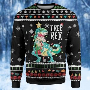 Vintage Ugly Sweater Tree Rex Xmas Dinosaur Funny Christmas Gift