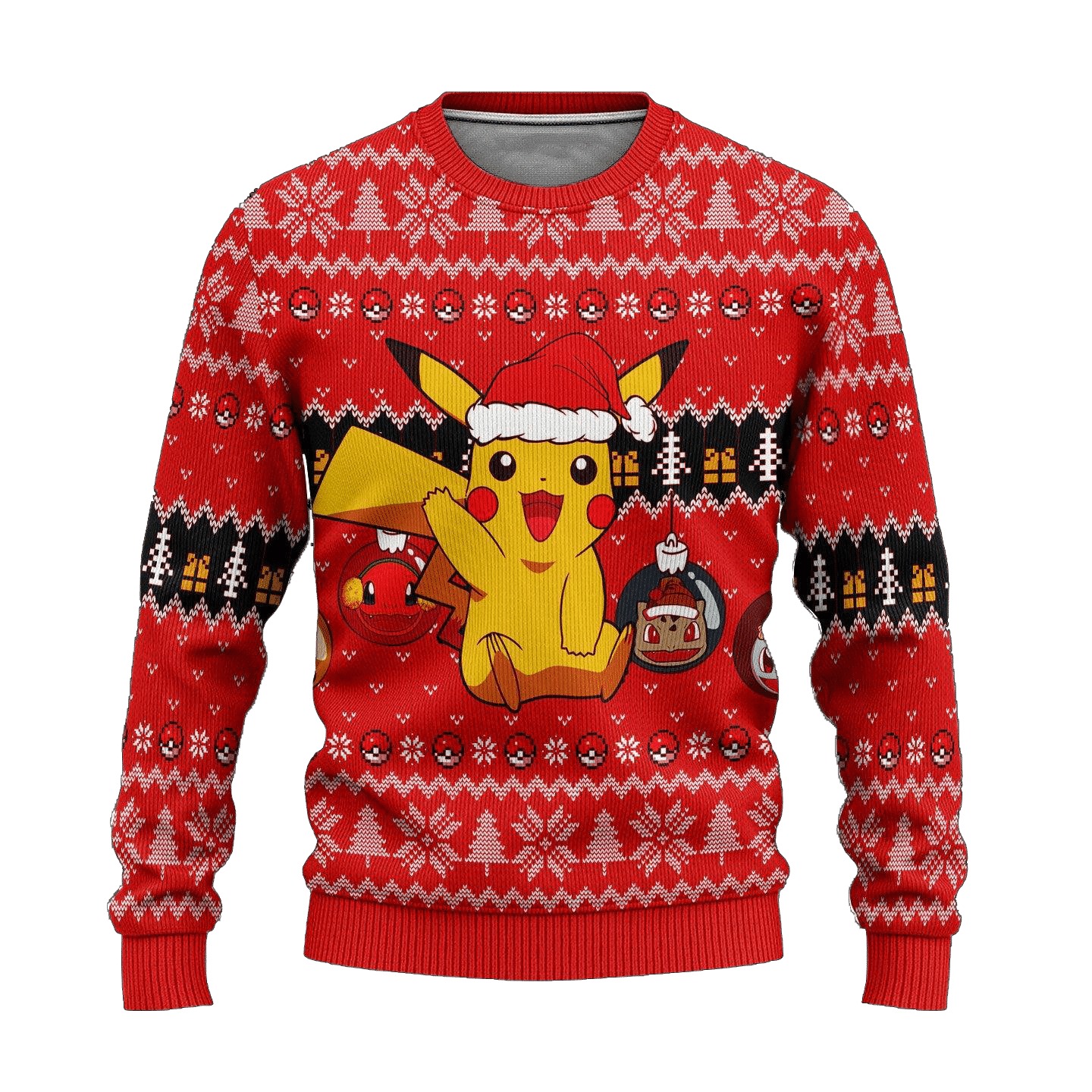 Xmas Ball Anime Pikachu Pokemon Christmas Sweater