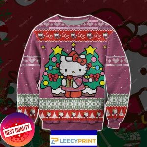 Xmas Tree Ball 3D Print Hello Kitty Christmas Sweater