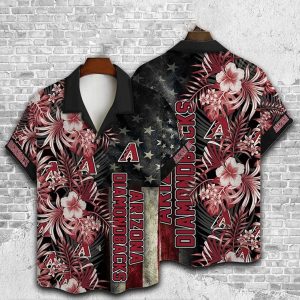 Arizona Diamondbacks American Tropical Flower Black Hawaiian Shirt 1 1