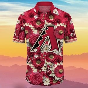 Arizona Diamondbacks Embossed Flower MLB Red Hawaiian Shirt For Men Women 1 1