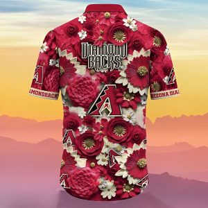 Arizona Diamondbacks Embossed Flower MLB Red Hawaiian Shirt For Men Women 2 1