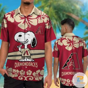 Arizona Diamondbacks Red Snoopy Hawaiian Shirt 1 2