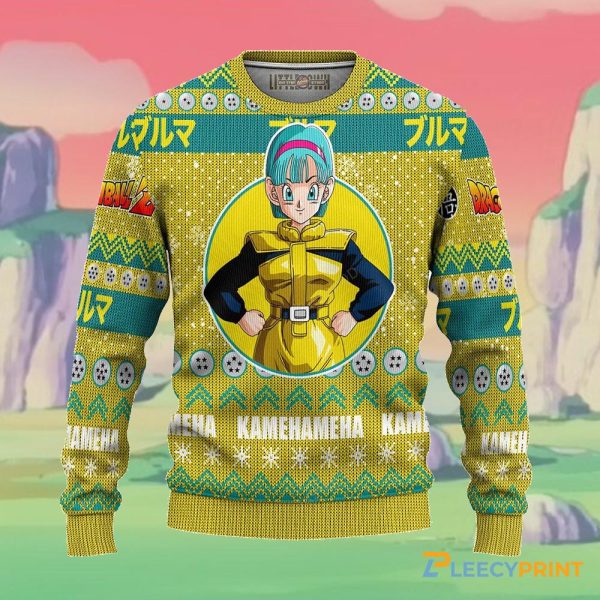 Bulma Christmas Sweater –  Dragon Ball Z Manga Anime Ugly Sweater